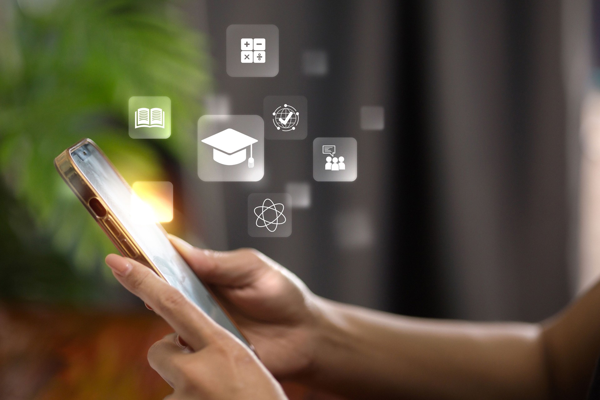 E-learning Mobile App and Digital Education Icons