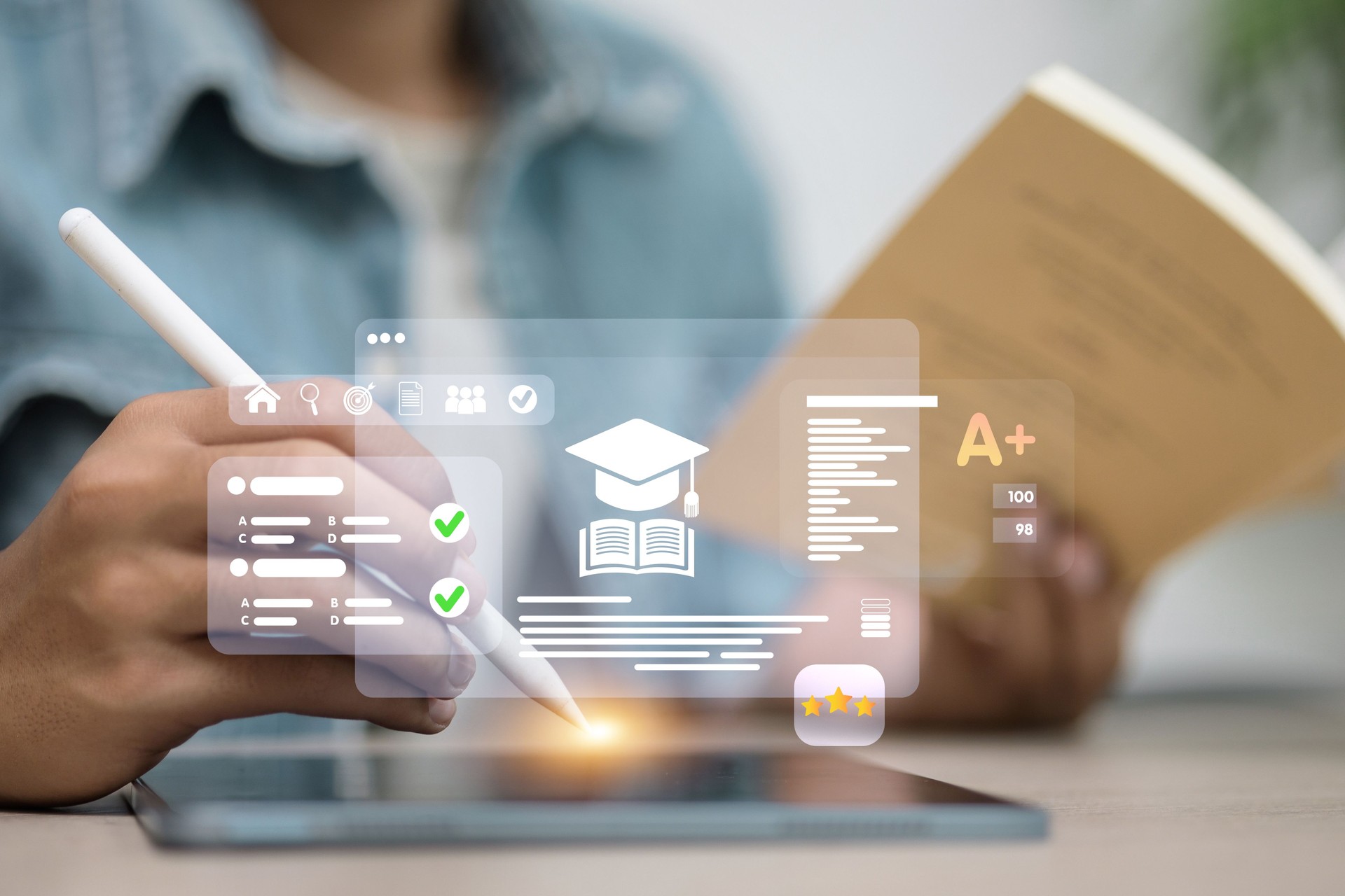 Digital Learning System with Quiz and Report on Tablet